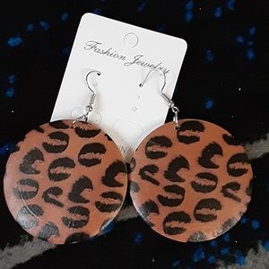 Wooden animal print earrings